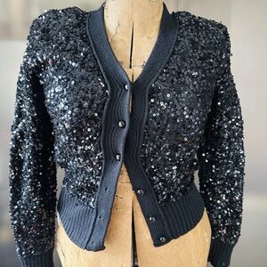 Rare stunning vintage Yves Saint Laurent Rive Gauche,Black Sequin Sweater 36/ S